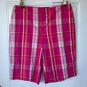 •Jones New York• Signature Pink Plaid Bermuda Shorts - Size 12